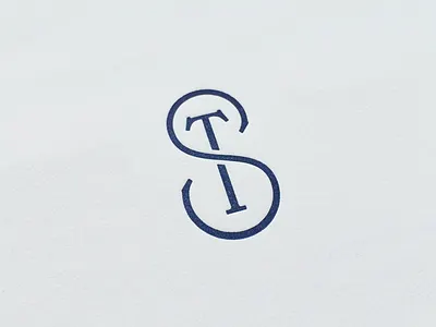 S & T and letterpress logo monogram navy s t