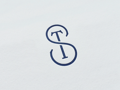 S & T and letterpress logo monogram navy s t