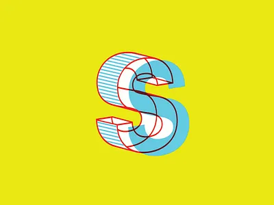 S for Sophinie 3d colorful illustration letterform overlay rebound s yellow