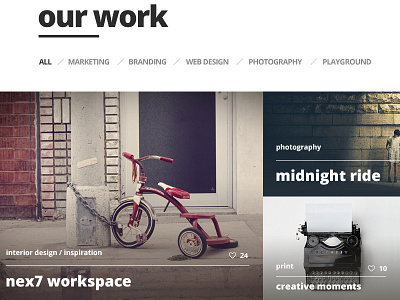Portfolio Concept creative filters flat grid likes masonry overlay portfolio