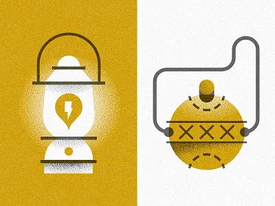 Camp stuffs camping flask illustration lamp texture