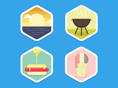 Summer Badge Sample badge bbq hot dog ice cream icon summer sunset vector