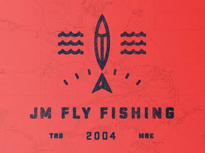 Jm Logo Op1 compass fish fishing fly fishing houston htx logo tangelo texture