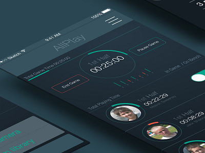 AllPlay app dark design ios iphone sketch sports ui ux