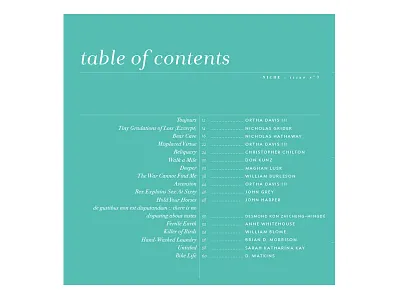 Niche - Table of Contents literary magazine magazine print publication