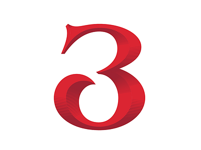 3 3 halftone lines number numerals red type typography