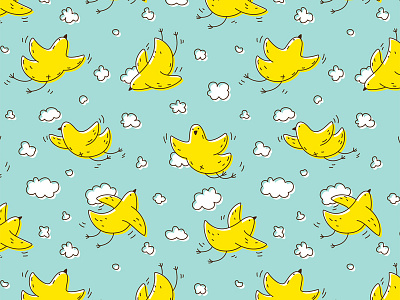 Birds in flight birds blue chick cloud cute dove sky yellow