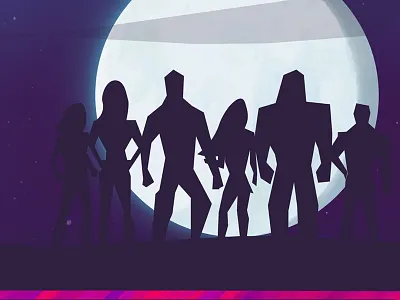 Heroes dark heroes illustration moon night superheroes team