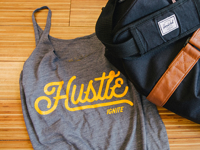 Hustle Tank gym hustle mustard promo retro tank type typography yellow