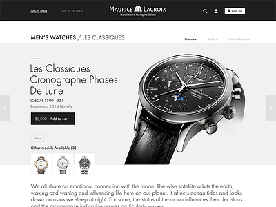 Maurice Lacroix e shop grid jewelry luxury minimal slider watch website