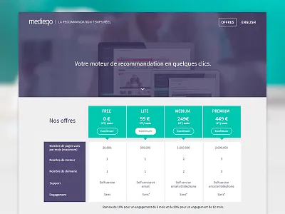 Pricing page blue flat prices pricing recommandation startup ui ux ux design web design website