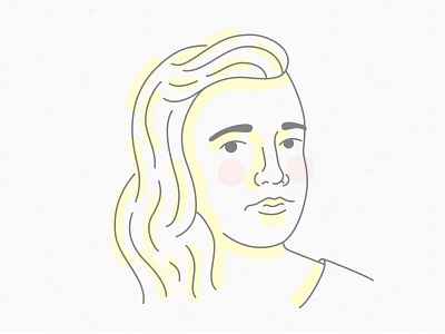 Self-Portrait blush drawing eyes face illustration line line art portrait yellow