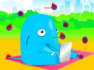 Alfred's battle against malware 2d flash game illustration internet safety kids