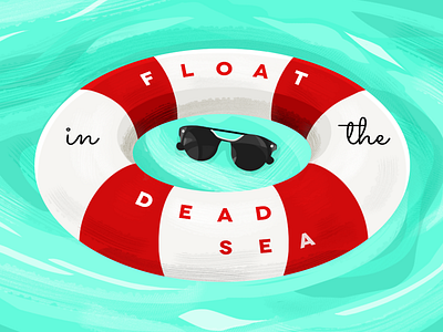 Float in the Dead Sea - WIP bucketlist drawing float holiday illustration pool quarter life crisis sea series summer swim travel