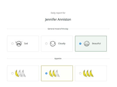 Daily report banana button design form lifehappens radio report smile