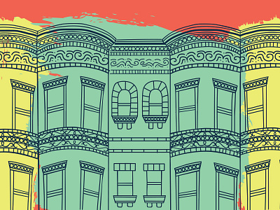 Architecture Illustration architecture brooklyn brownstones buildings illustration line illustration lines paint