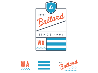 Logo Concept arrow ballard compass flags nautical north ocean seattle waves