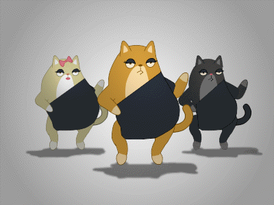 All the single kitties! animal animation cat dance gif pet