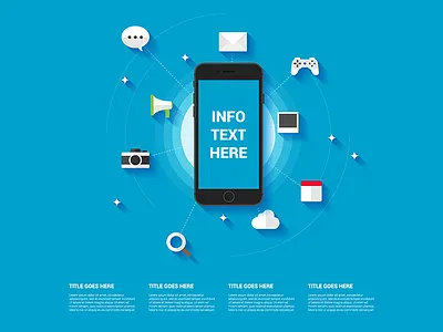 Smartphone infographic template app apple icons illustration iphone 6 mobile smartphone template