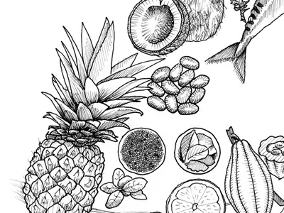 Expo City Events Guide Cover Illu bw etching hand drawing monochrome