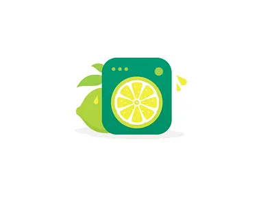 Logo Concept flat fresh green juice lemon lime logo modern simple washmachine