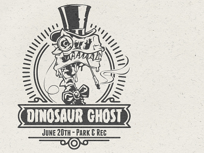 dinosaur ghost flyer poster design dinosaur ghost skeleton top hat