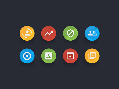 Action icons circular colorful glyphs icon icons material material design promo