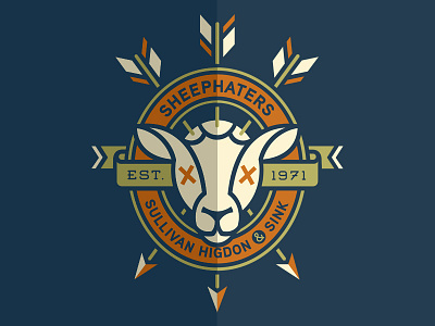 Sheephaters advertising arrows badge banner sheep shs