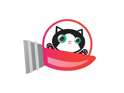 Mitts alien cat character flight fun icon illustration ship space