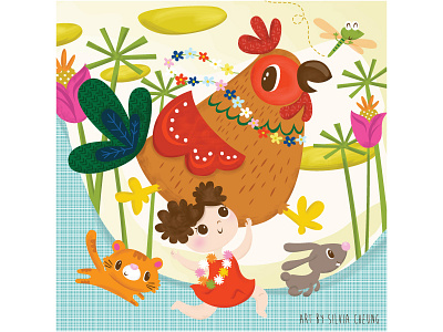 Run Chicken Run book chicken children fairy tale girl illustration