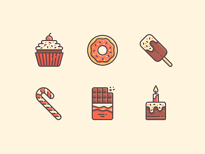 Sweets Icons color icons line