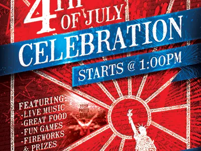 4th of July Event Flyer Template 4th of july america american army blue courage fireworks flag free freedom honor independence
