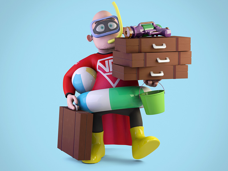 Very Experienced Dad - Holiday 3d character hero holiday model modo render superhero