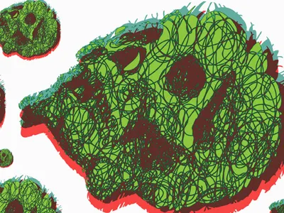 Grassy Skull illo skull vector
