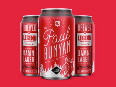 Paul Bunyan Lager beer forest legend brewery lumberjack mountains paul bunyan script typography