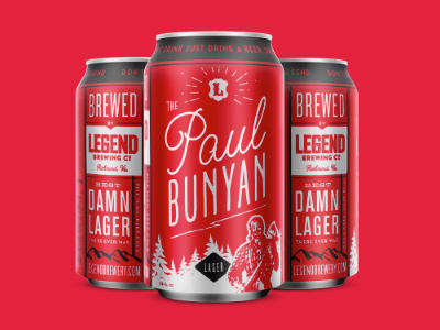 Paul Bunyan Lager beer forest legend brewery lumberjack mountains paul bunyan script typography