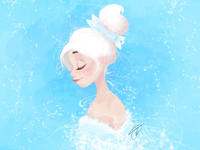 Snow Lady cartoon character digital painting drawing illustration photoshop snow