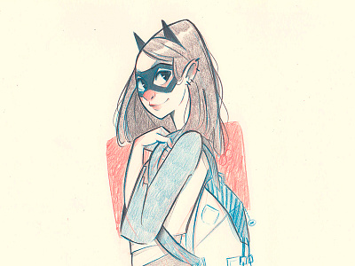 Mask girl mask pencil