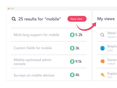 Personalized views illustration uservoice