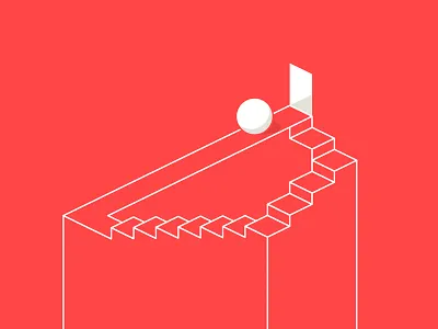 Penrose Stairs 3d ball illusion illustration optical pop art stairs