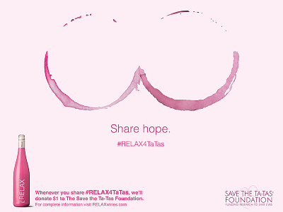 RELAX Wines Breast Cancer Campaign Concept beverage breast cancer cancer donation pink wine