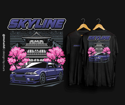 Purple Skyline R33 car tshirt