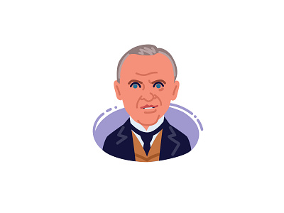 Anthony Hopkins (Hannibal) actor anthony hopkins avatar character design face film flat hannibal hannibal lechter head illustration minimalistic movie portrait serialkiller vector