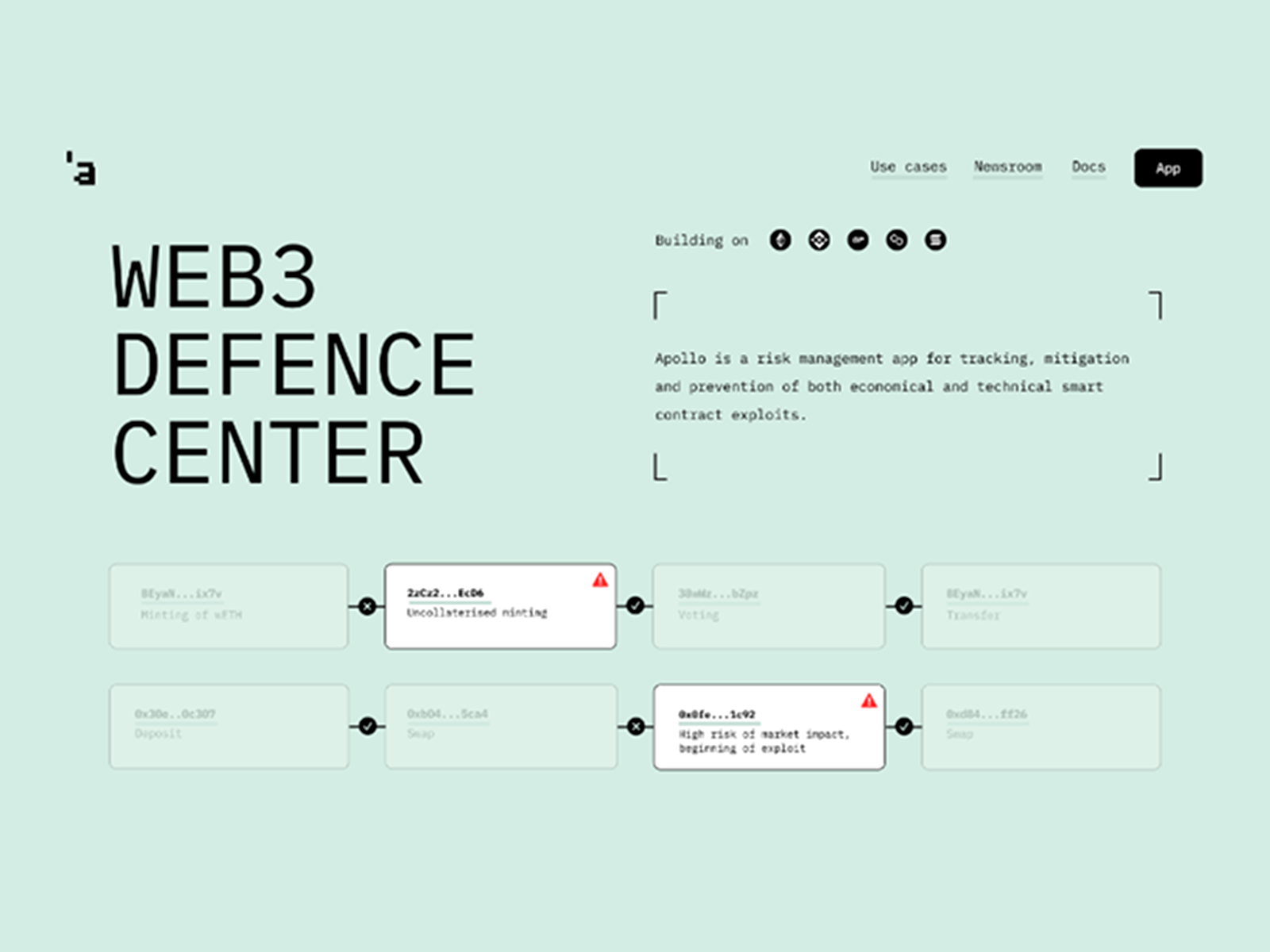 Defence center landing blockchain crypto landing ui