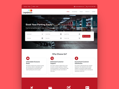Airport Parking - Home Page airport homepage landing page parking ui web design yellow