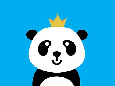 Panda cartoon color crown flat illustration king panda