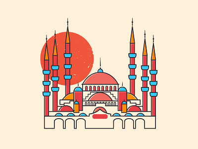 Istanbul alex blue design flat icon illustration istanbul lines shapes thomas tower weaver