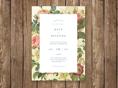 Wedding Invitation floral flowers invite paper print stationary typography wedding wood