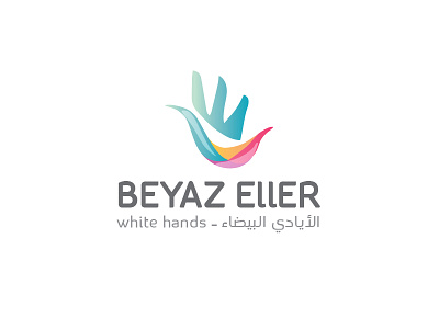 white hands bird colorful hands iconic identity logo logotype white