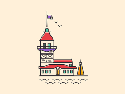 Maiden's Tower - Istanbul alex building design flat icon illustration istanbul lines maiden thomas turkey weaver